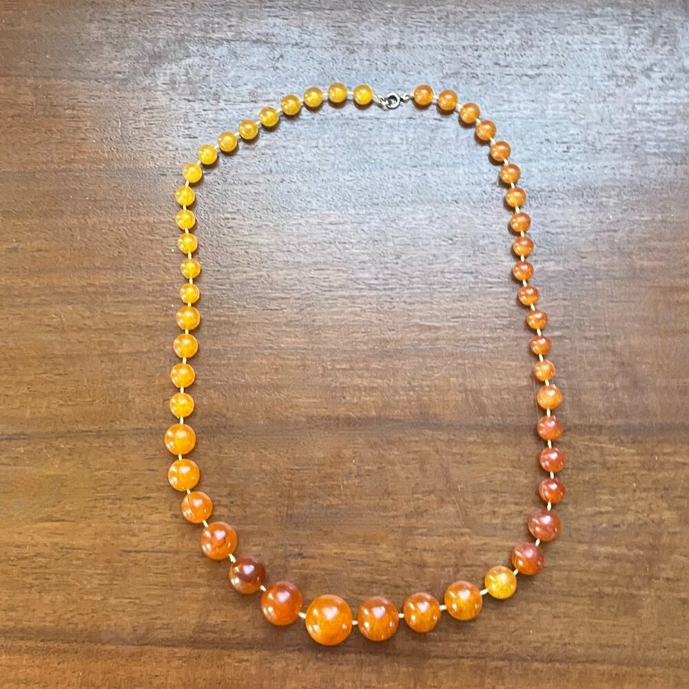 Bundle 3/$12. Amber-Tone Beaded Necklace | Lightweight Plastic Beads